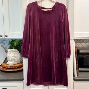 Pure Jill Womens Velvet Swing Dress A Line Shift Size M Purple Plum Minimalist